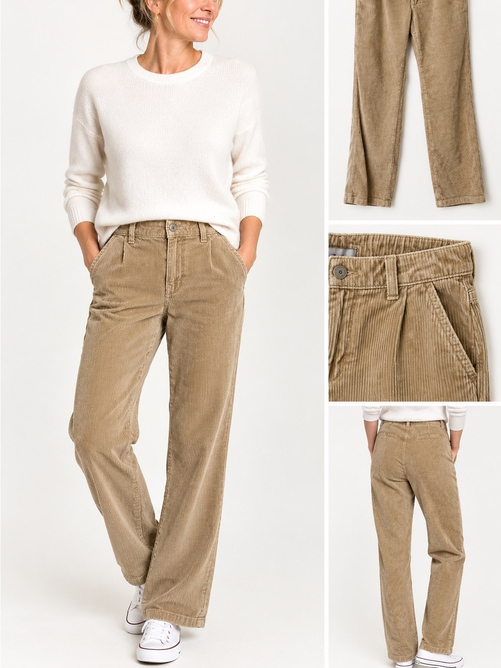 Urban Outfitters BDG Baggy Corduroy Pants Size 0 Tan Beige Wide Leg High Rise